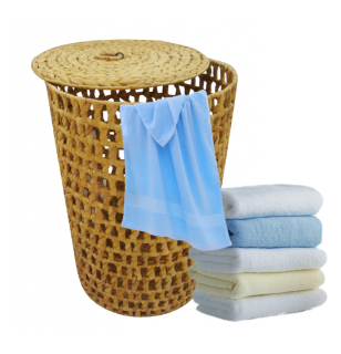 Water hyacinth laundry basket with lid BB56076