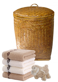 Bamboo laundry basket with lid BB32028