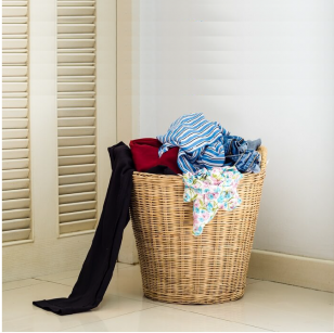Rattan laundry basket with strap BB22115