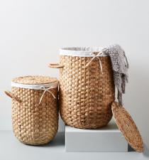 Water Hyacinth Laundry Basket with Lid BB50711